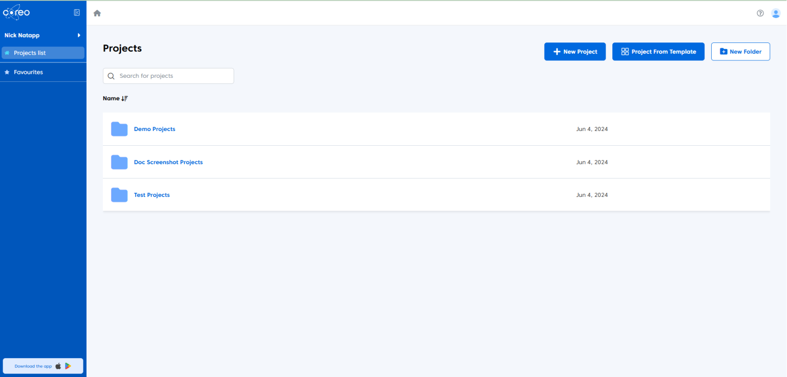 Coreo Background Organising your Projects in the Coreo Admin Area - Knowledgebase
